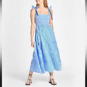 Elegant Blue Striped Maxi Skirt